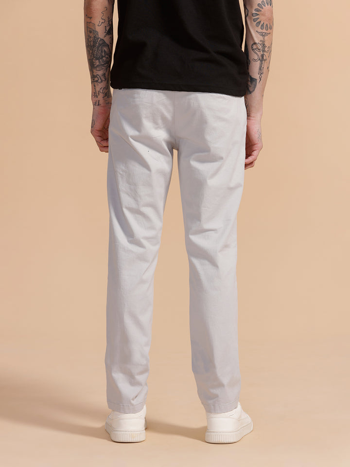 Cotton Blend Chino Trouser | Light Grey