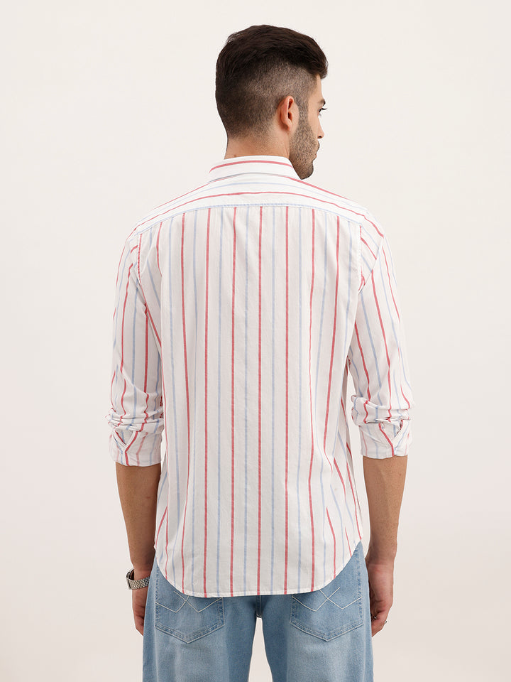 Slim Fit Striped Shirt | White
