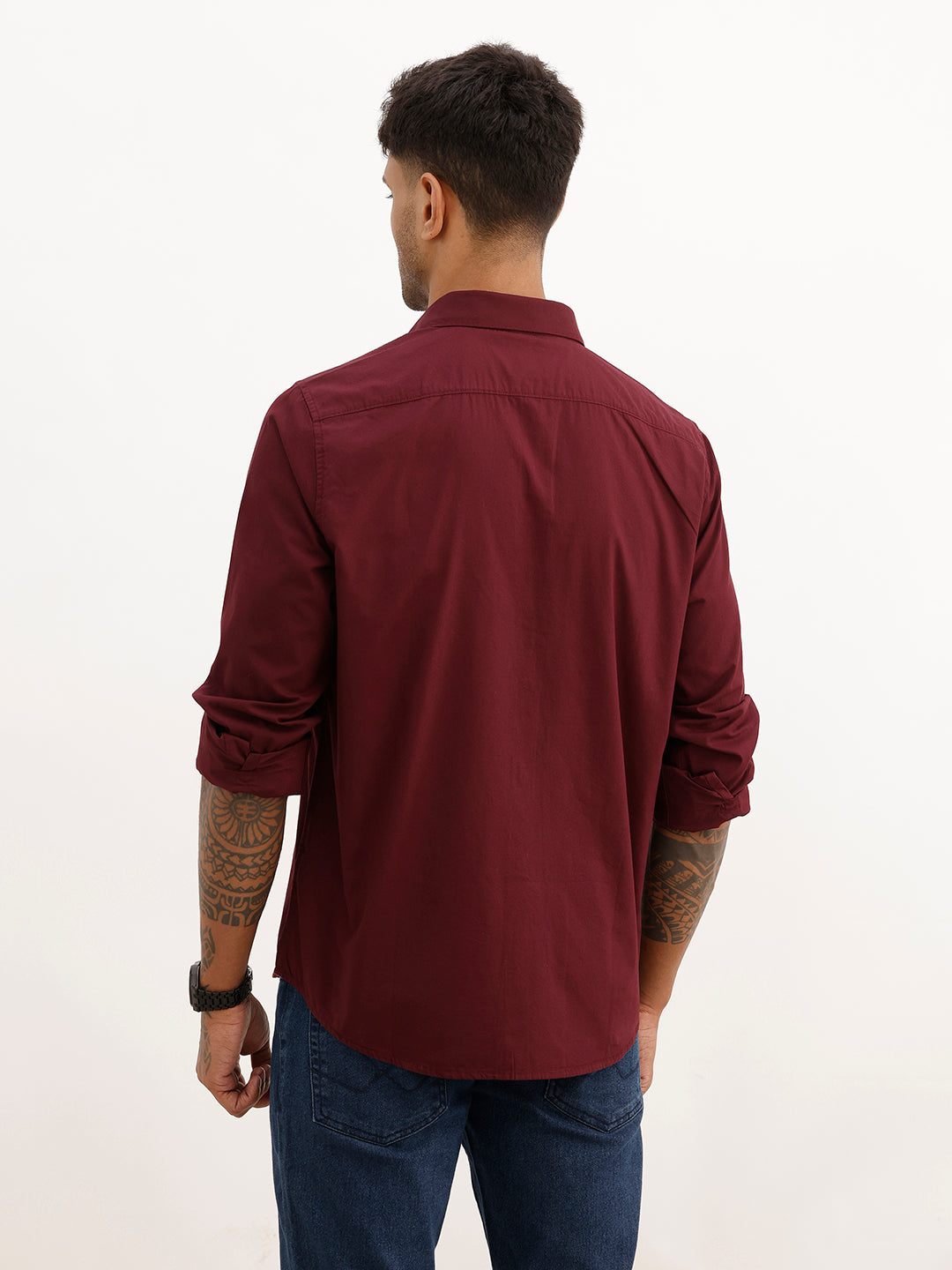 Solid Slim Fit Full Sleeve Shirt | Wine | WSH02FSSL0318S