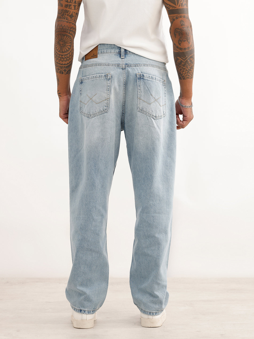 Loose Fit Faded Denim Jeans | Light Blue