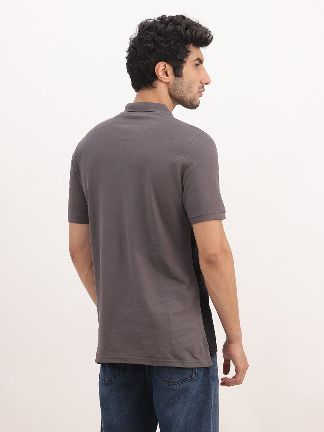 Classic Slim Fit Cut & Sew Polo T-Shirt | Dark Grey
