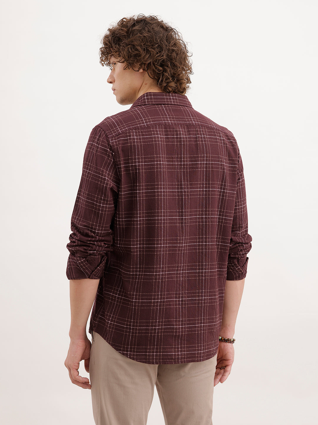 Slim Fit Checkered Shirt  | Brown