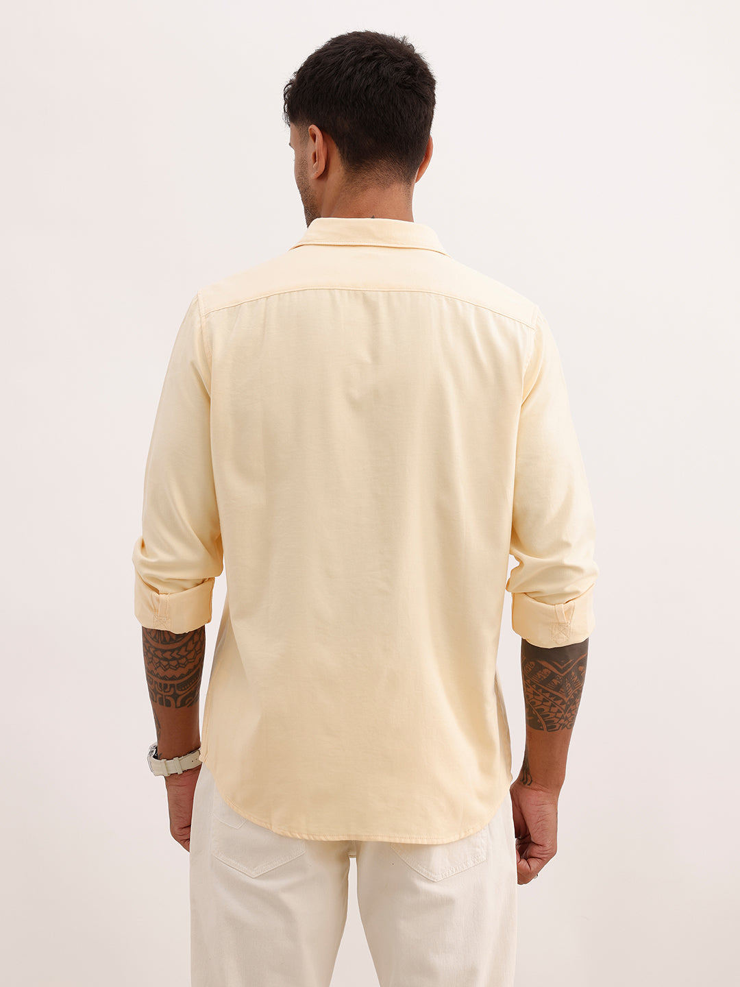Regular Fit Solid Full Sleeve Shirt | Yellow | WWSH0862MAZ
