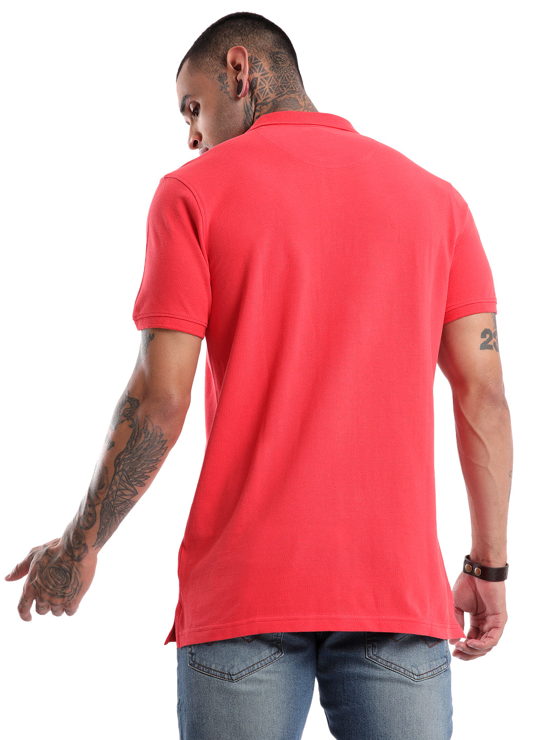 Solid Red Logo Polo T-Shirt