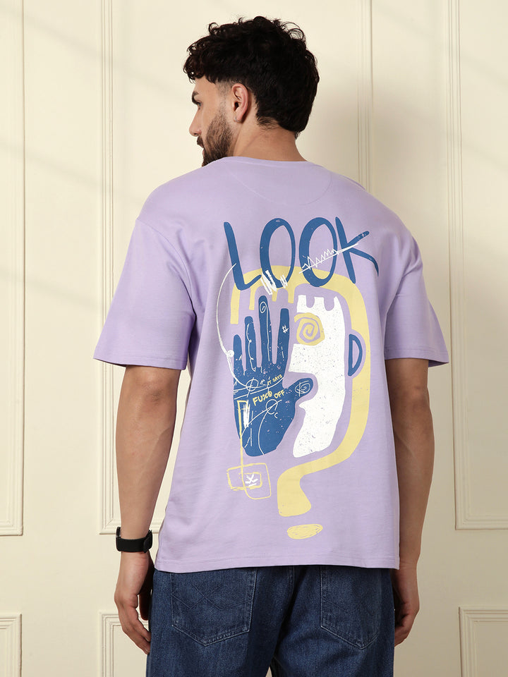 Heavy GSM Printed Faces T-Shirt | Purple