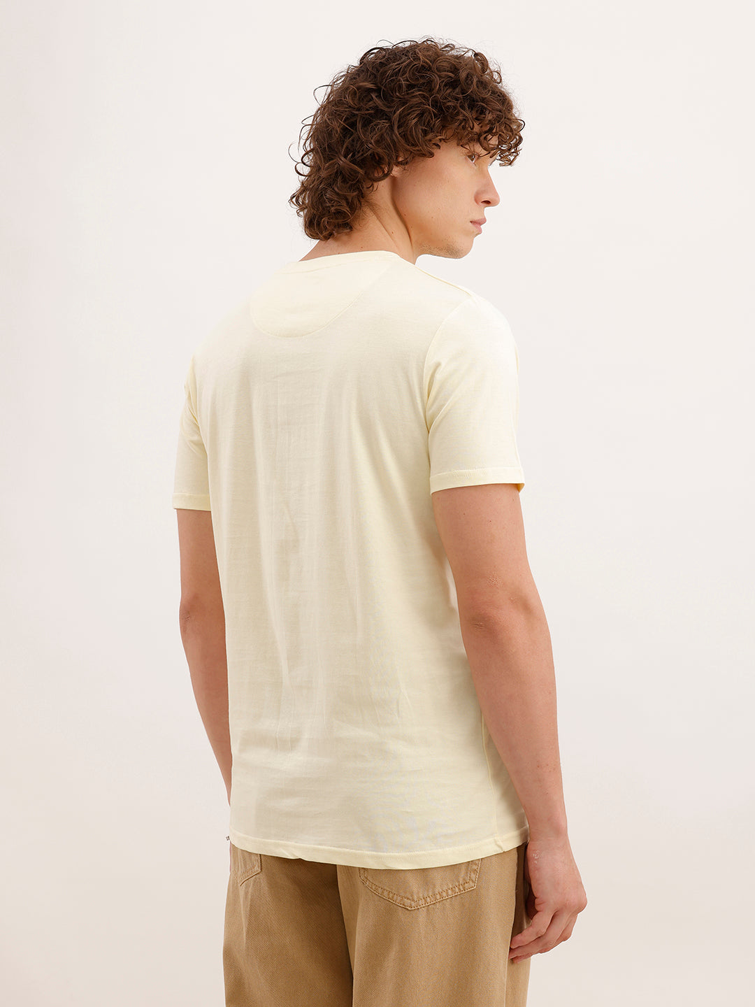 Slim Fit Placement Printed T-Shirt  | Yellow