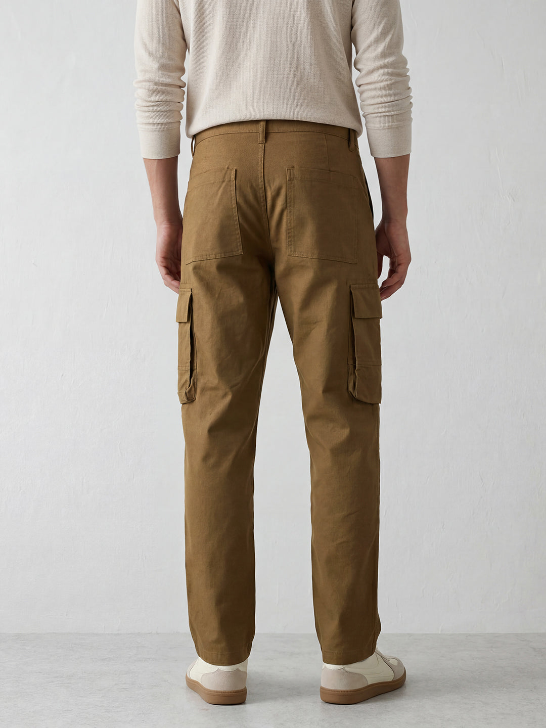 Men's casual cargo loose fit trousers | Brown