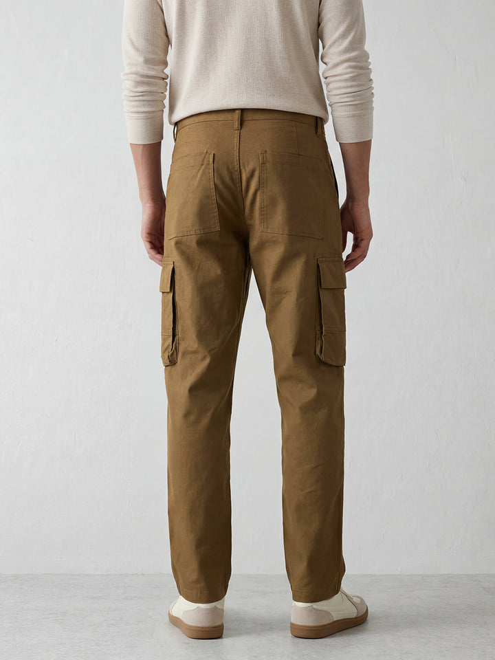 Men's casual cargo loose fit trousers | Brown