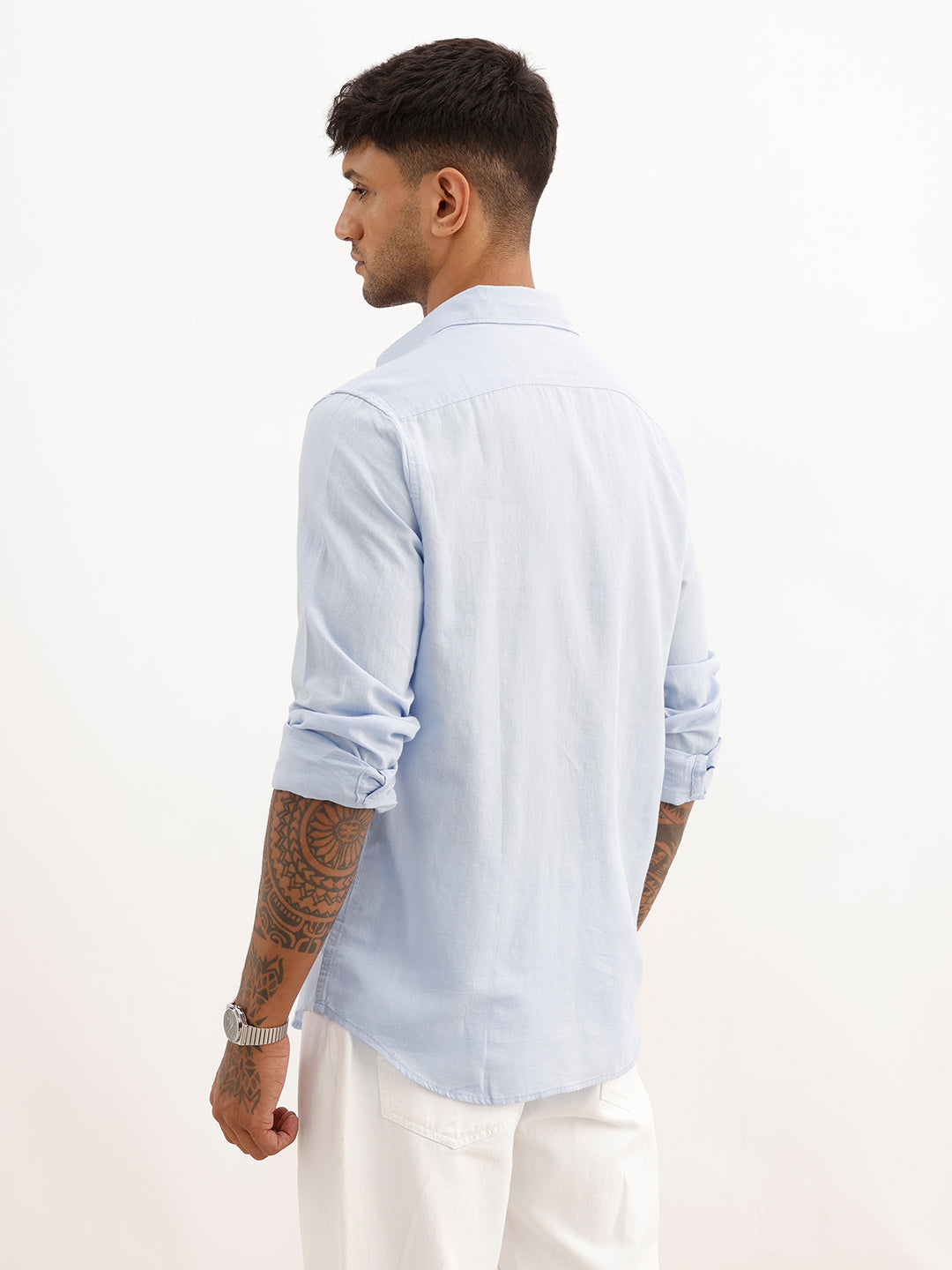 Solid Slim Fit Full Sleeve Shirt | Blue
