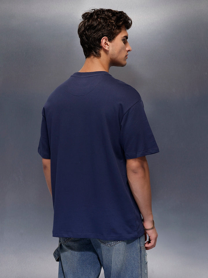 Placement Printed Regular Fit T-Shirt   |  Navy Blue