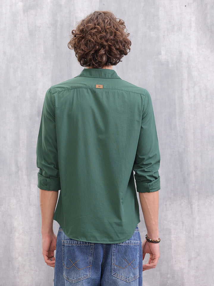 Pure Cotton Enzyme Washed Regular Fit Shirt I Olive
