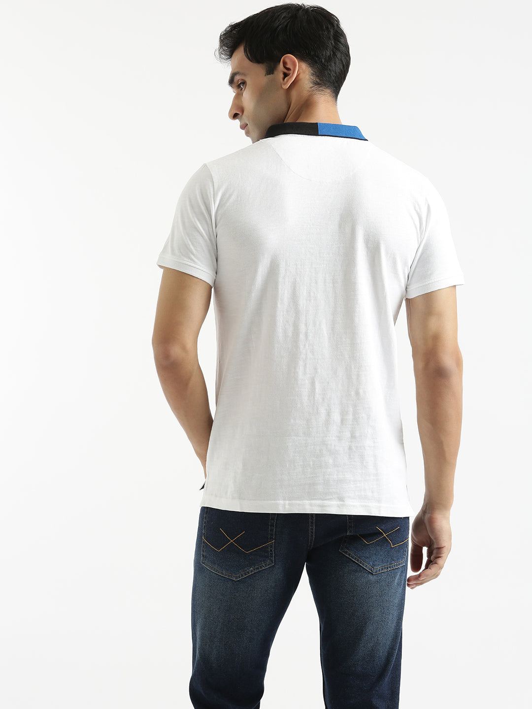 Printed White Casual Polo T-Shirt