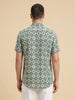 Slim Fit AOP Half Sleeve Shirt | Dark Green