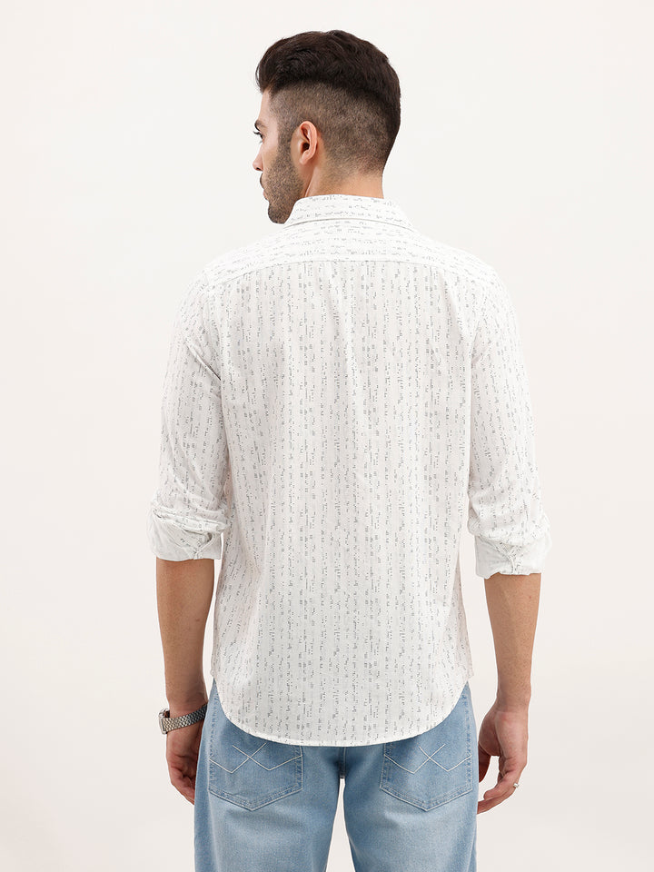 Slim Fit AOP Shirt | White