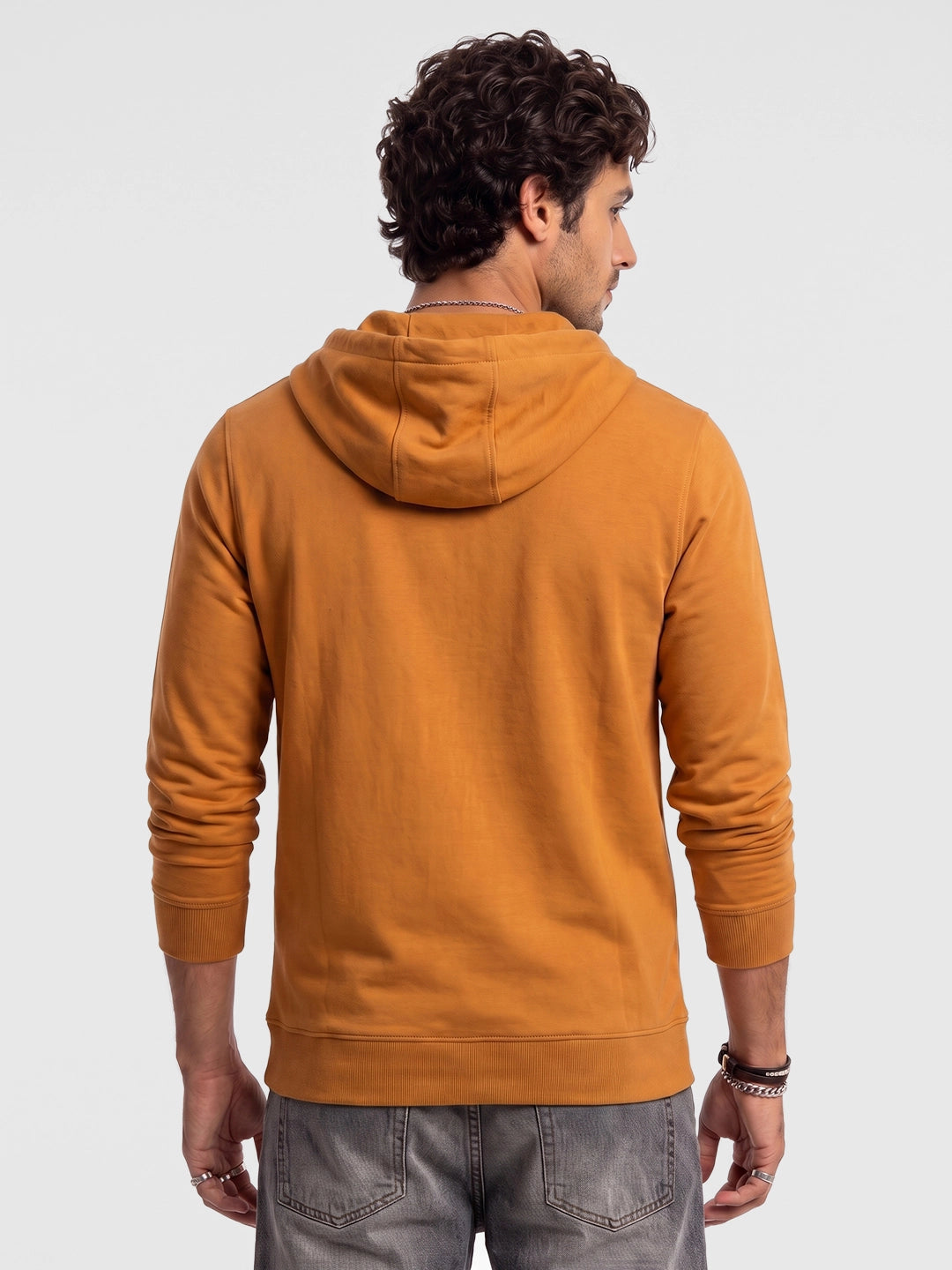 Solid Zipper Hooded Sweatshirt | Orange | WNSS0609