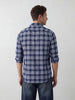 Refined Checks Slim fit Signature Embroidery shirt | Navy Blue