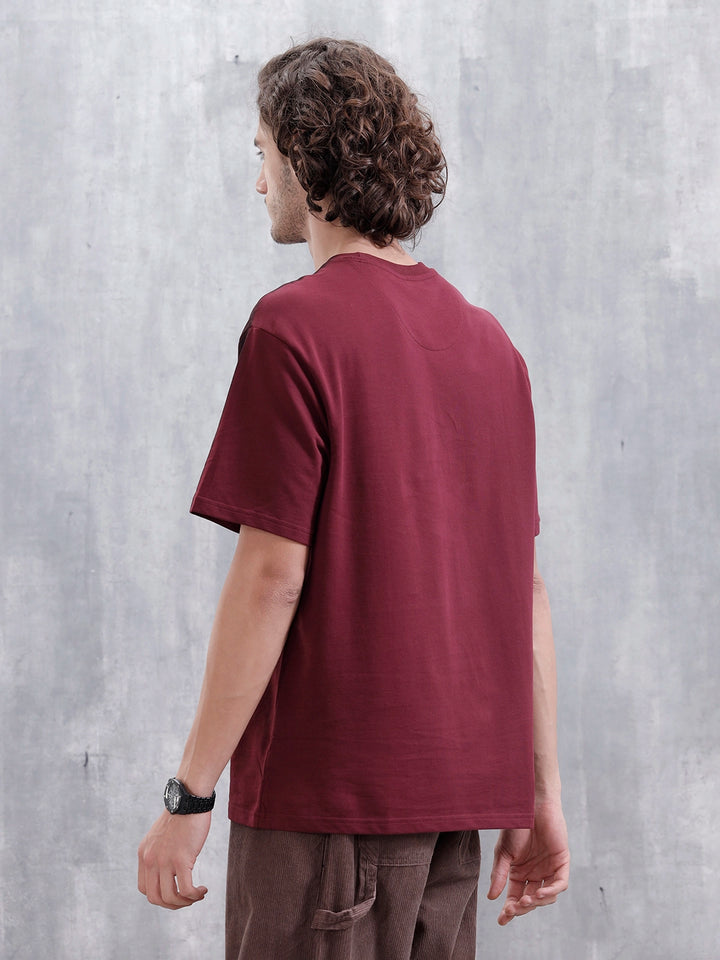 Bizarre Elements Logo Spray Oversized Cotton T-Shirt | Maroon