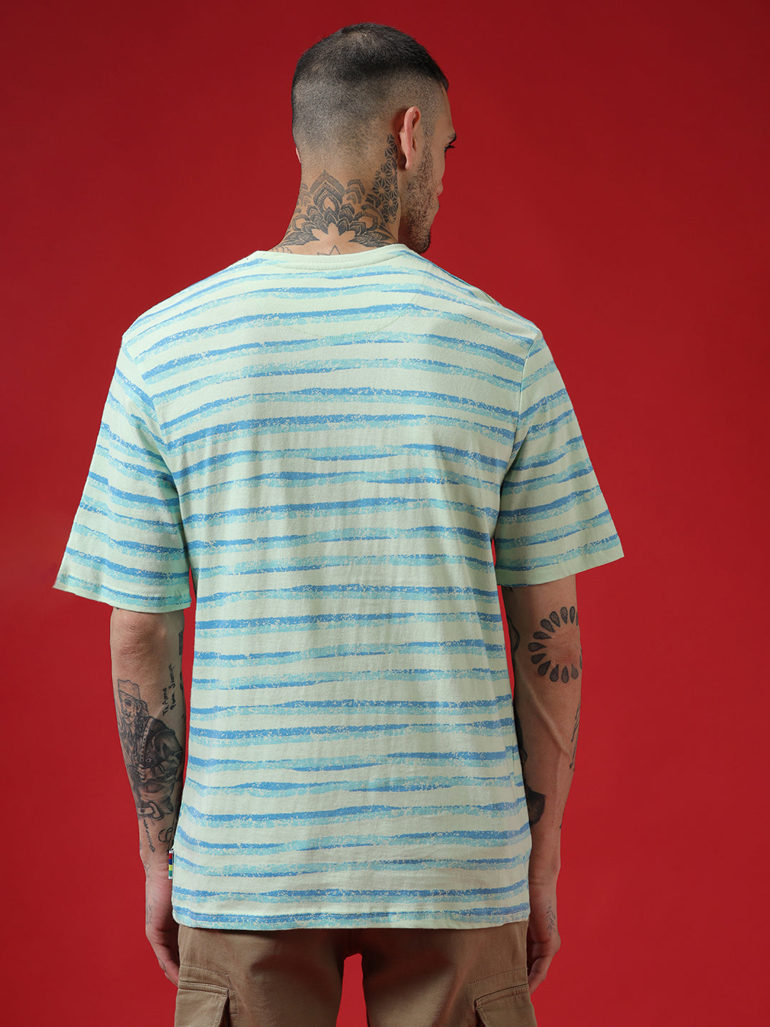 Casual Strings Striped Mint T-Shirt