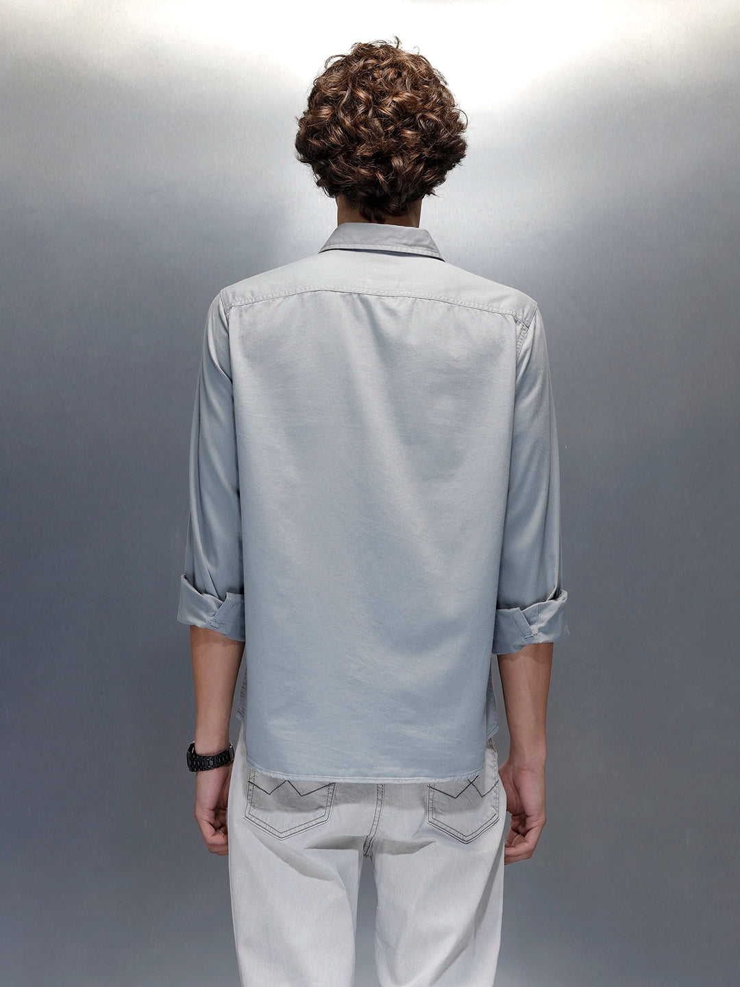 Men's casual slim fit double pocket shirt | Grey