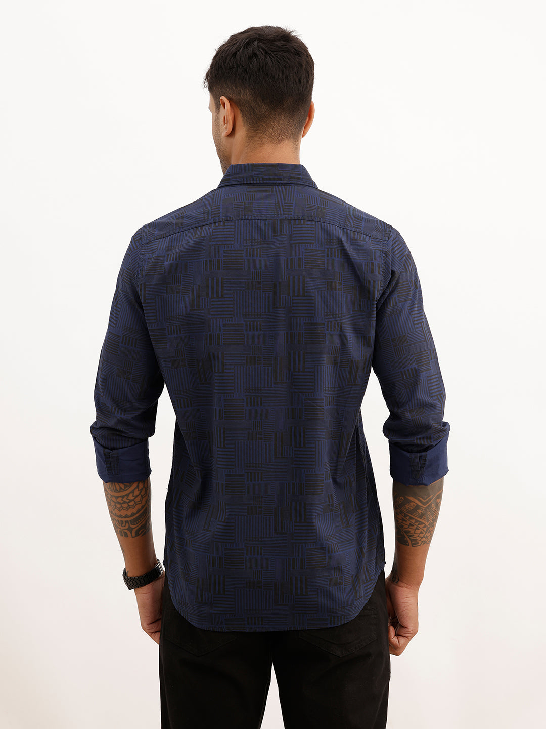 Regular Fit AOP Fill Sleeve Shirt | Navy Blue