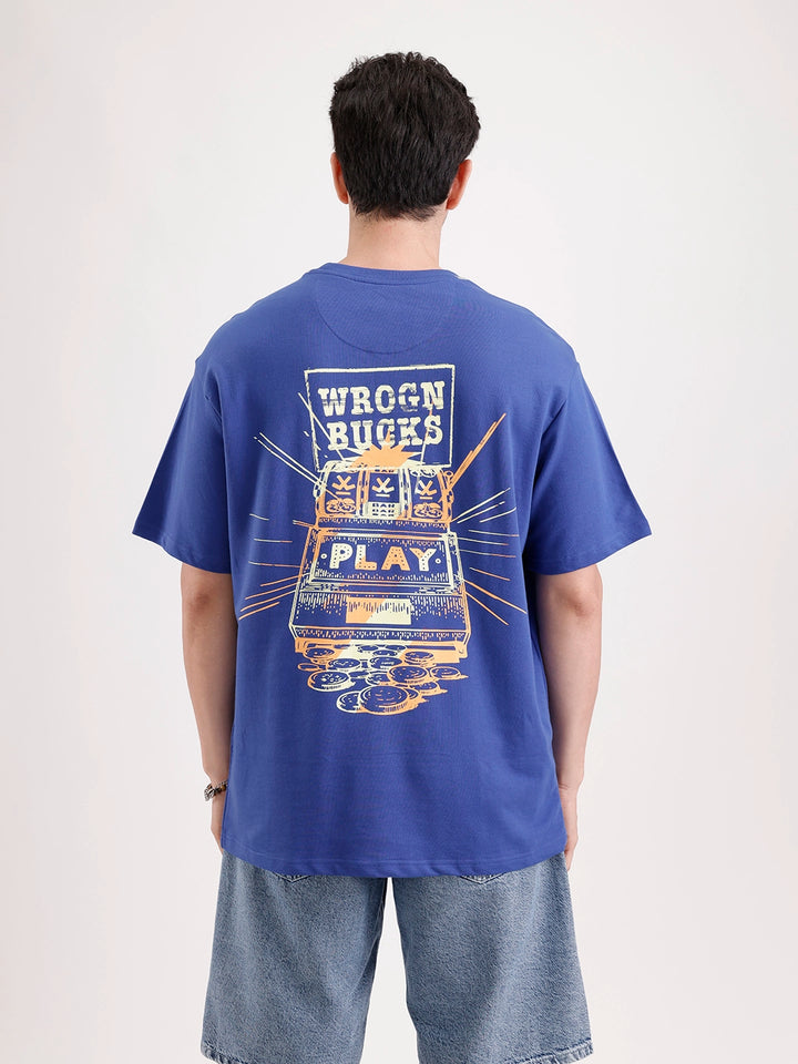 Classic Oversized Back Printed T-Shirt  | Blue