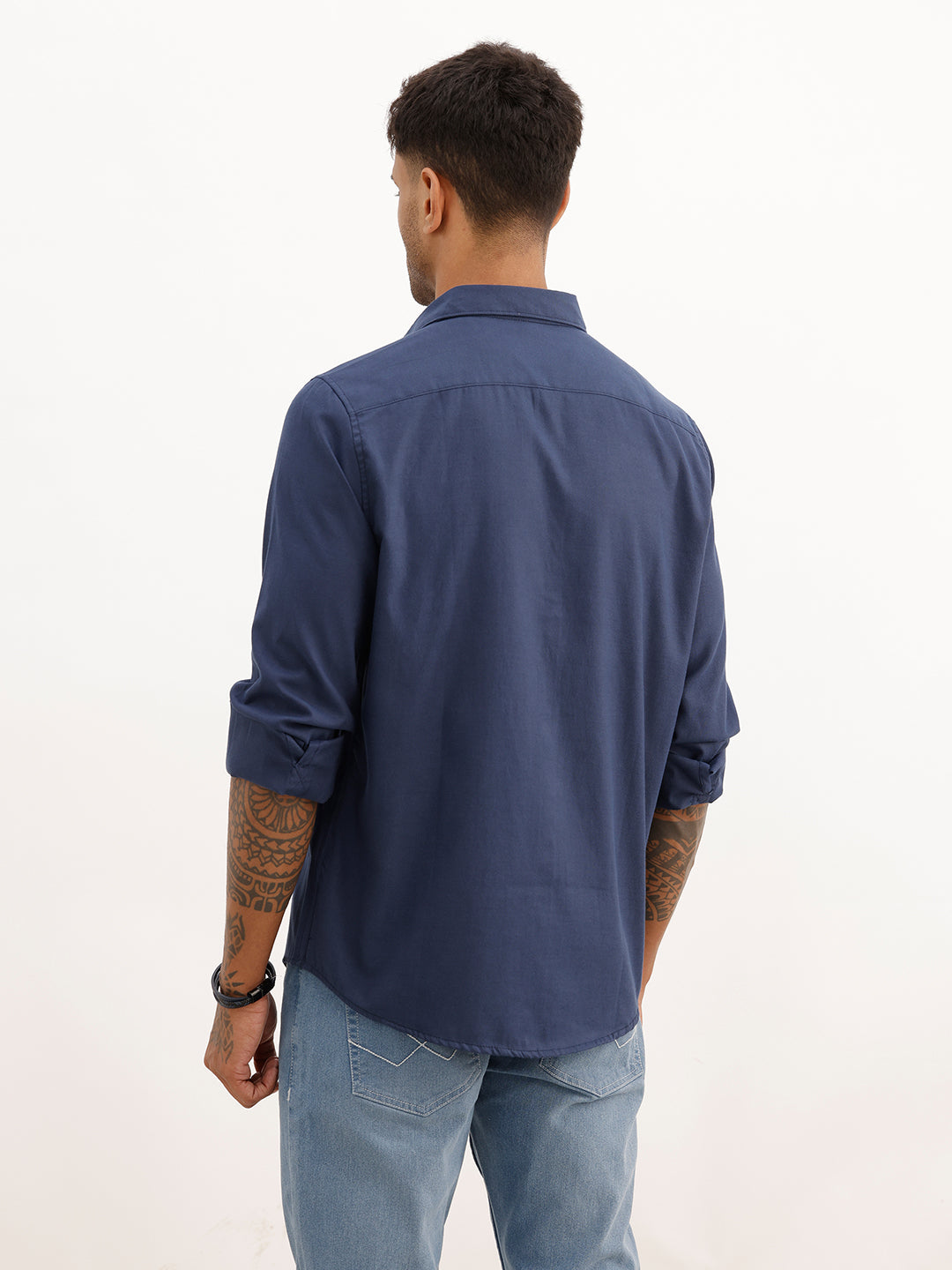 Solid Regular Fit Full Sleeve Shirt | Navy Blue | WWSH0885MAZ