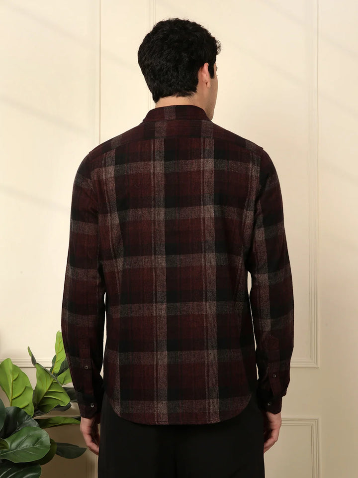 Red Blend Checked Cotton Shirt