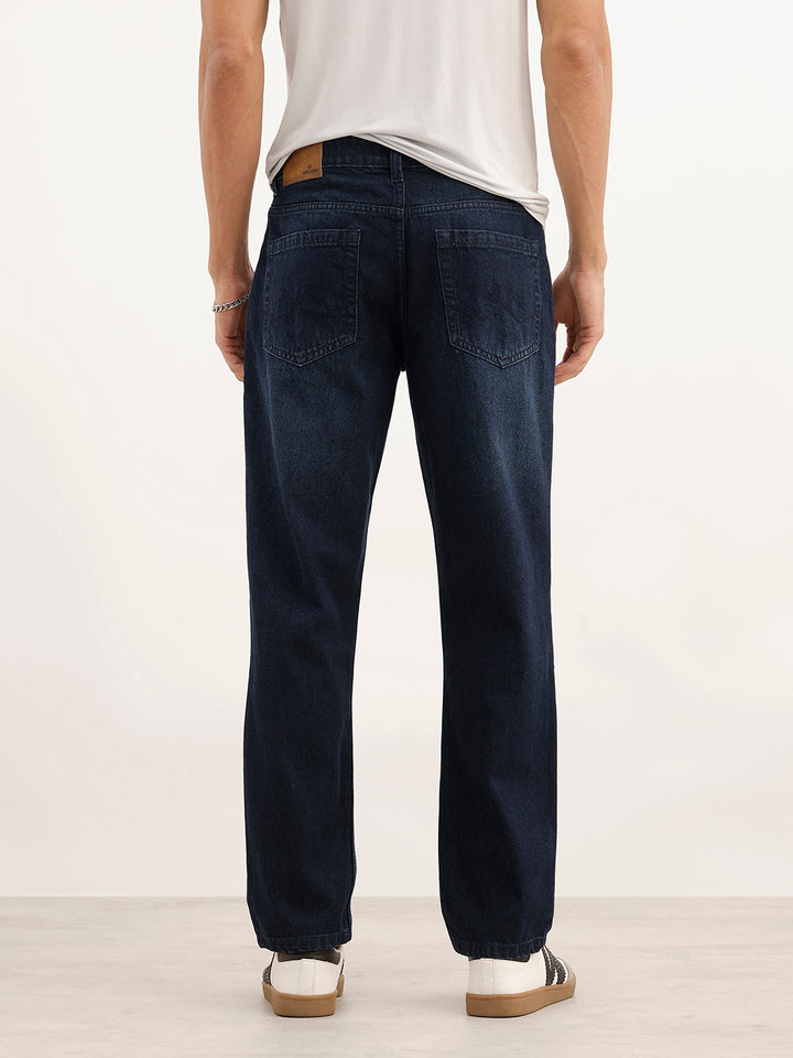 Faded Relaxed Fit Denim Jeans | Dark Blue
