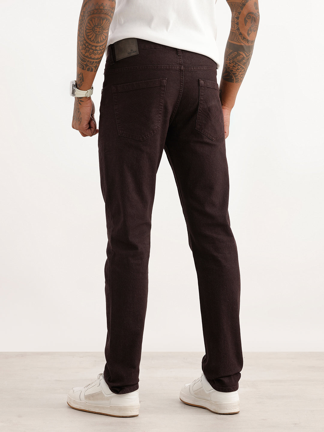 Solid Skinny Fit Denim Jeans | Brown