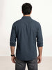 Solid Textured Oversized Fit Full Sleeve Shirt | Dark Blue