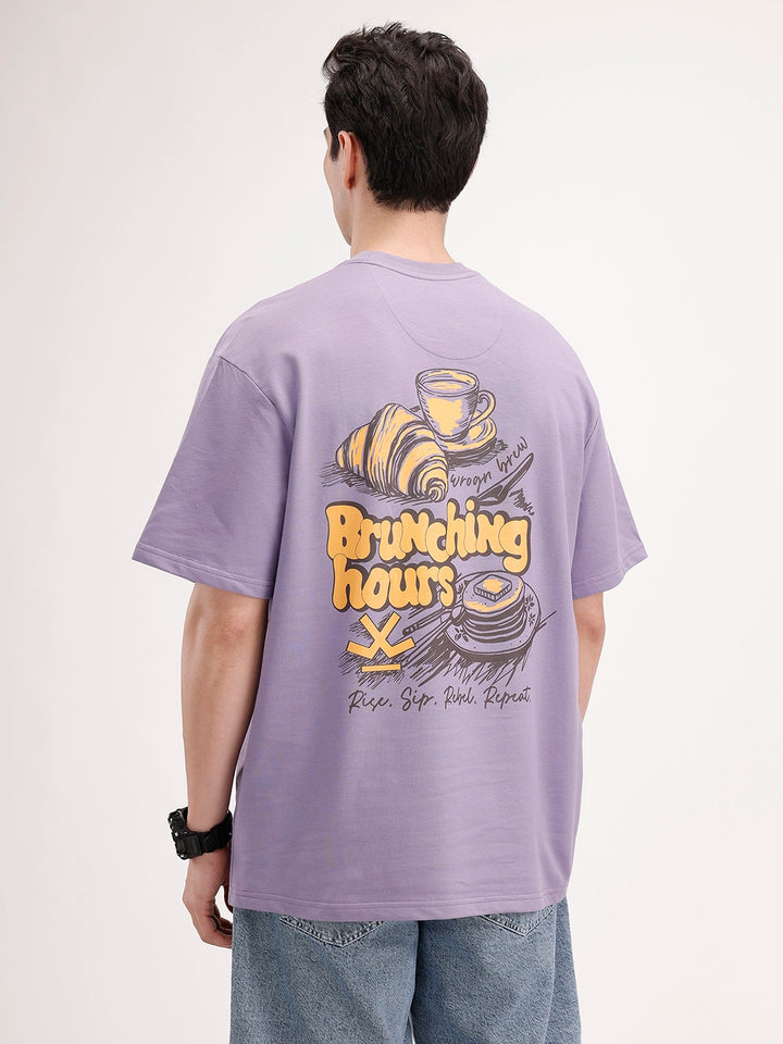 Oversized Back Printed T-Shirt | Purple