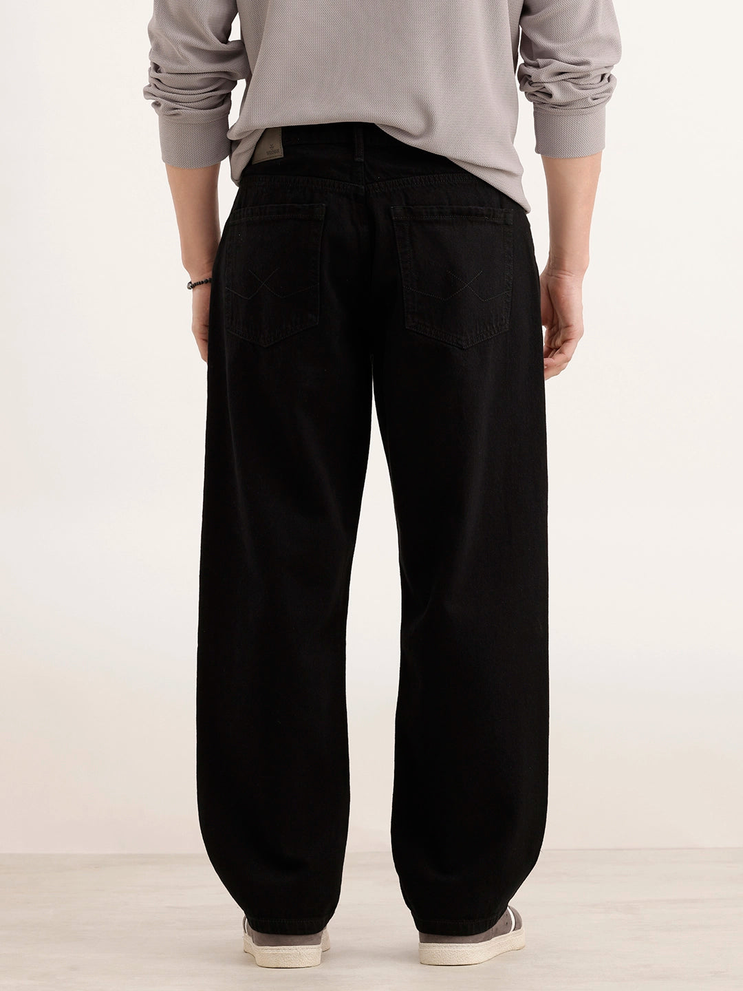 Solid Loose Fit Denim Jeans | Black