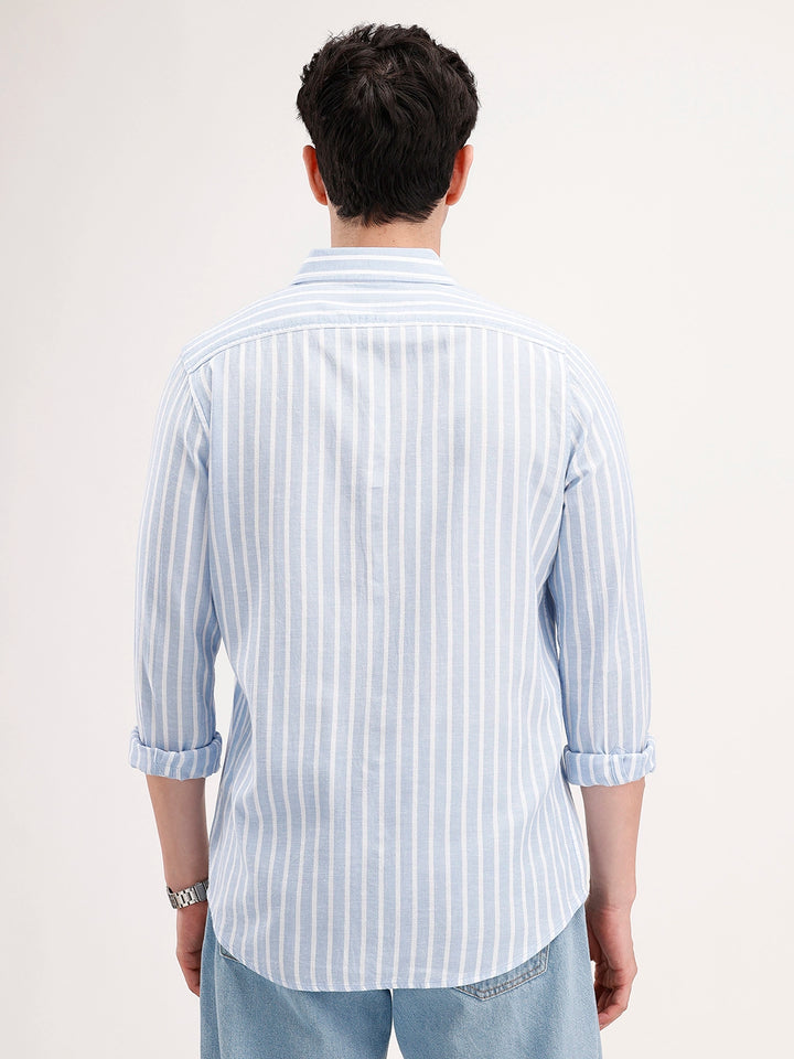 Classic Slim Fit Striped Shirt | Blue