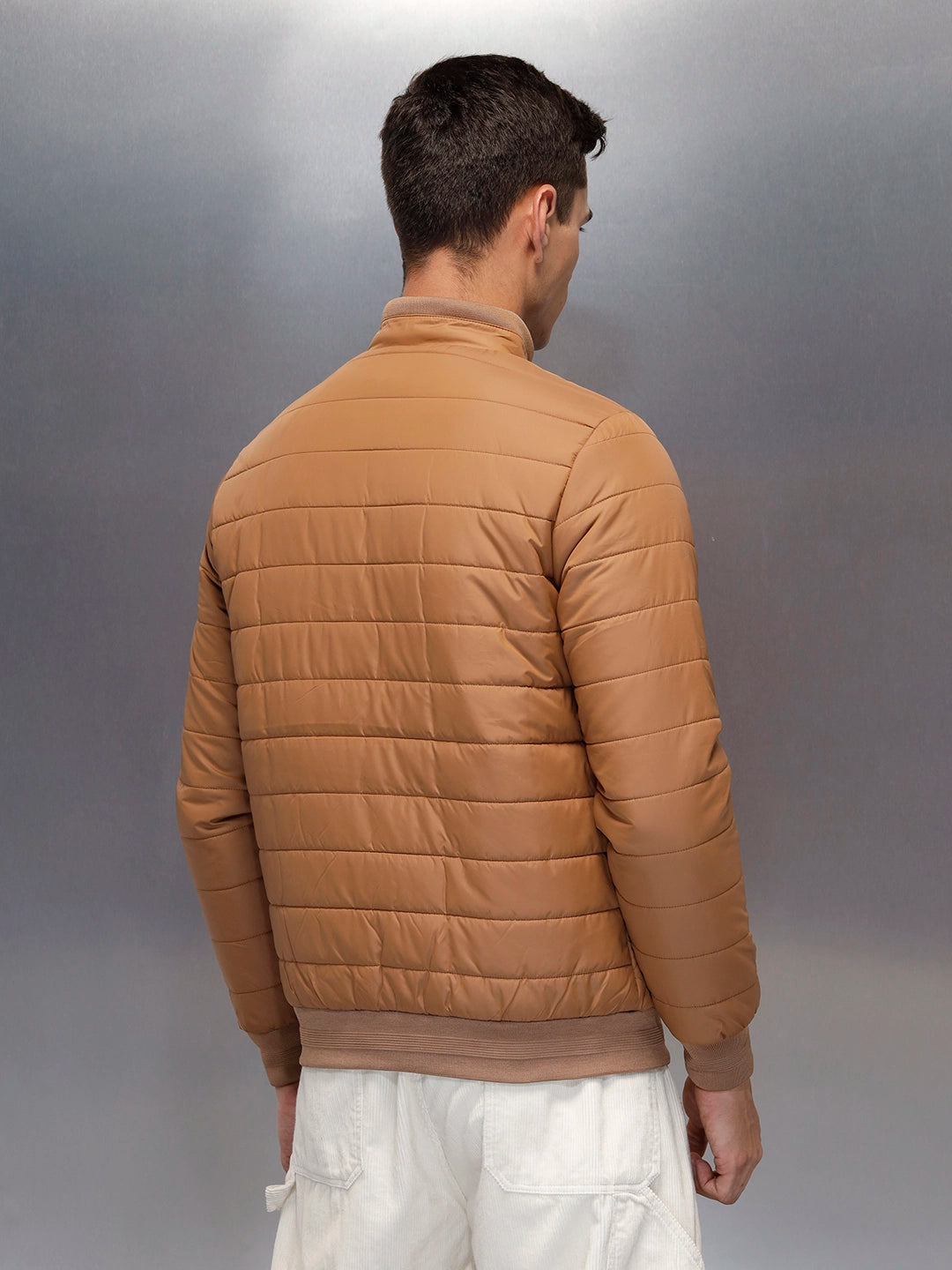 Men's Regular Fit Quilted puffer jacket  | Brown