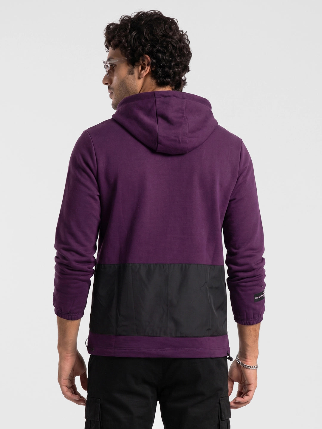 Placement Printed Hooded Sweatshirt | Purple | WNSS7349