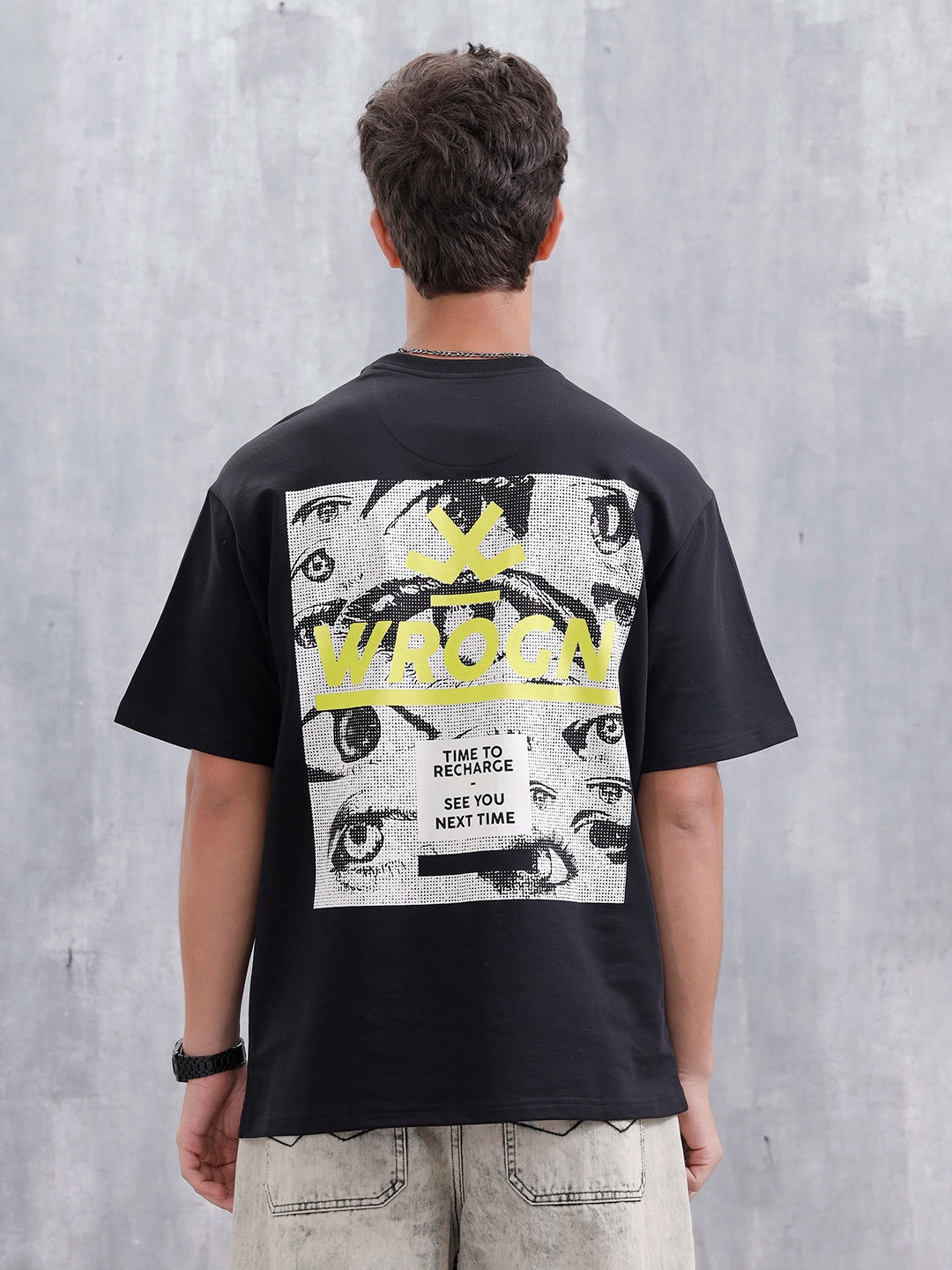 Bizarre Elements Oversized Cotton Back Print T-Shirt | Black
