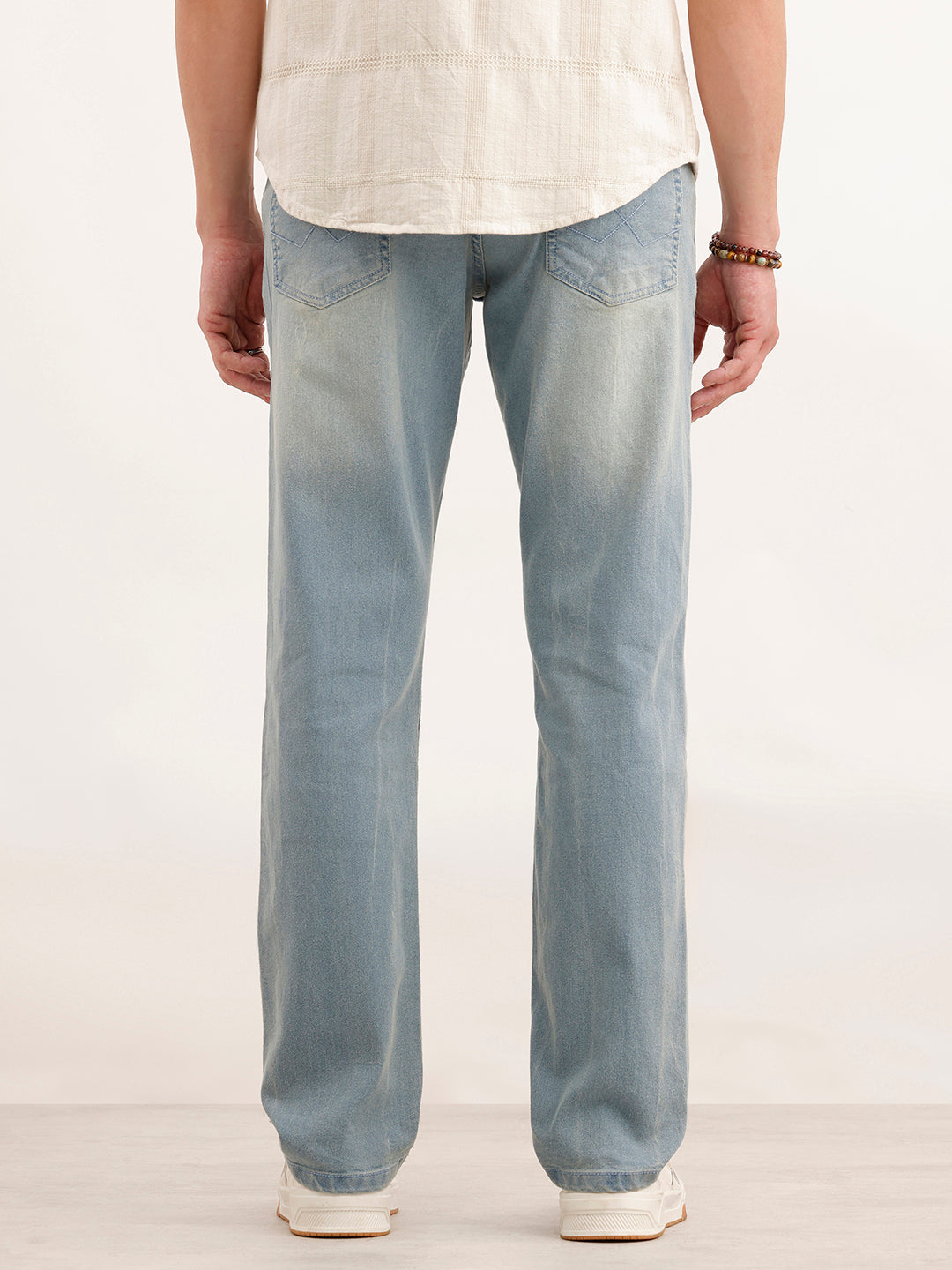 Faded Straight Fit Denim Jeans  | Light Blue