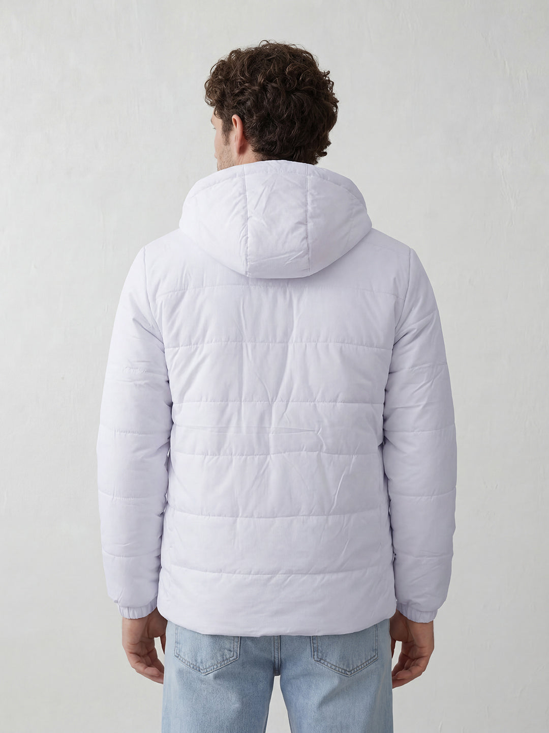 Solid Hooded Puffer Jacket | White
