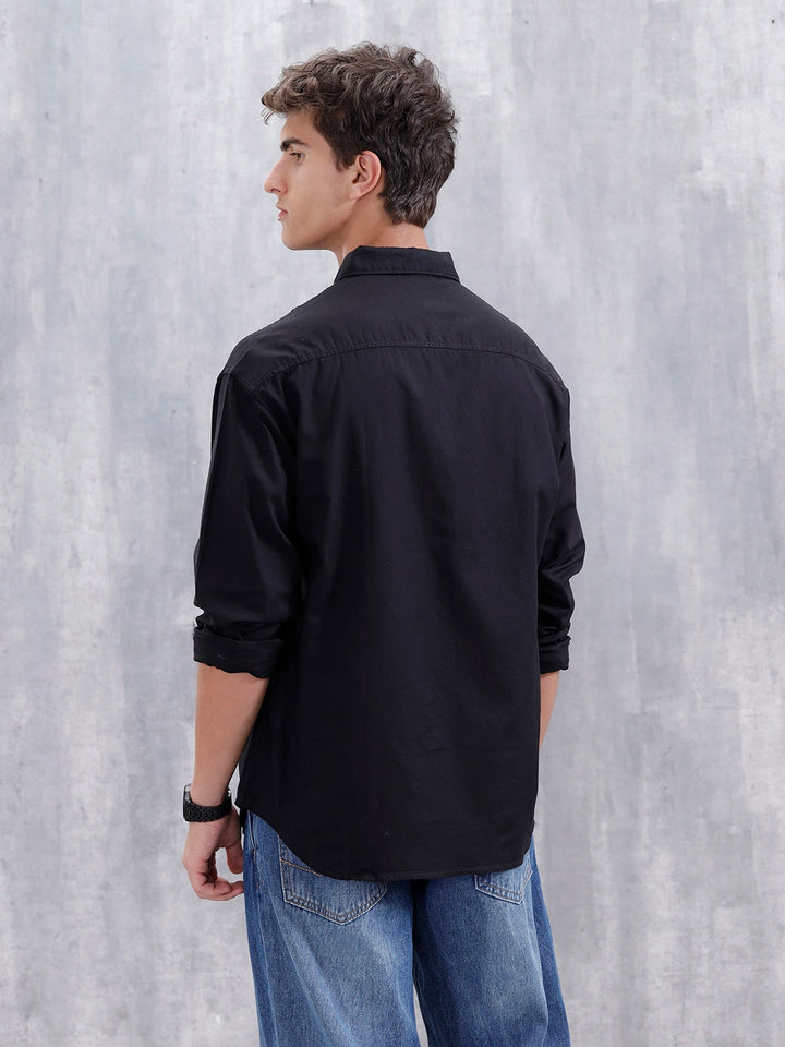 Solid Oversized Casual Shirt | Black
