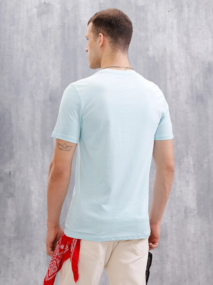 Logo Placement Printed T-Shirt | Blue