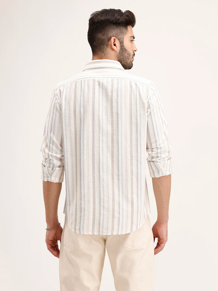 Slim Fit Striped Shirt | White