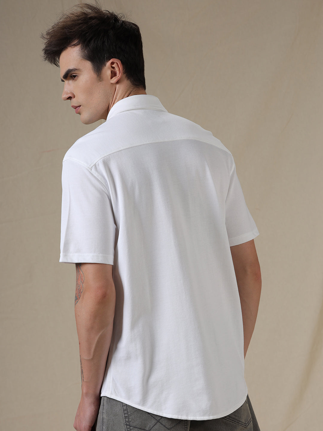 Solid Heavy Knit White hirt