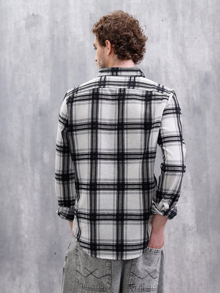 Yarn Checked Slim Fit Shirt | Grey
