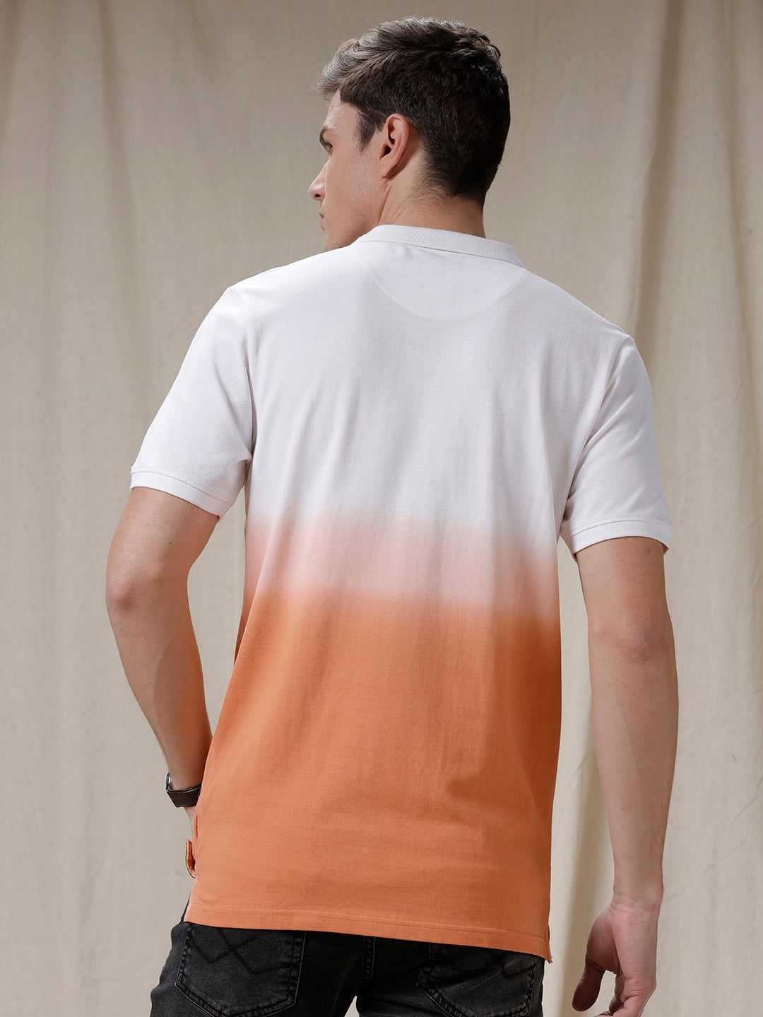 Washed Fade Orange Polo T-Shirt