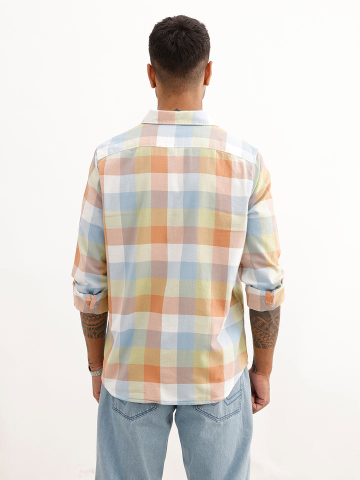 Slim Fit Full Sleeve Checkered Shirt | Green