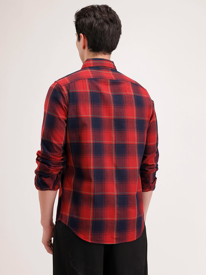 Slim Fit Checkered Shirt | Rust
