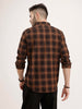 Classic Slim Fit Checkered Shirt | Brown