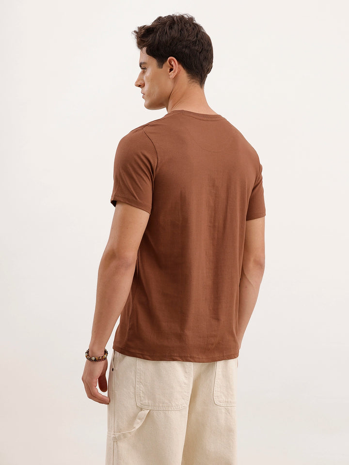 Slim Fit Puffer Printed T-Shirt | Brown