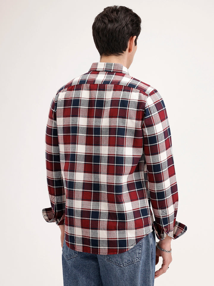 Slim Fit Checkered Shirt | Red
