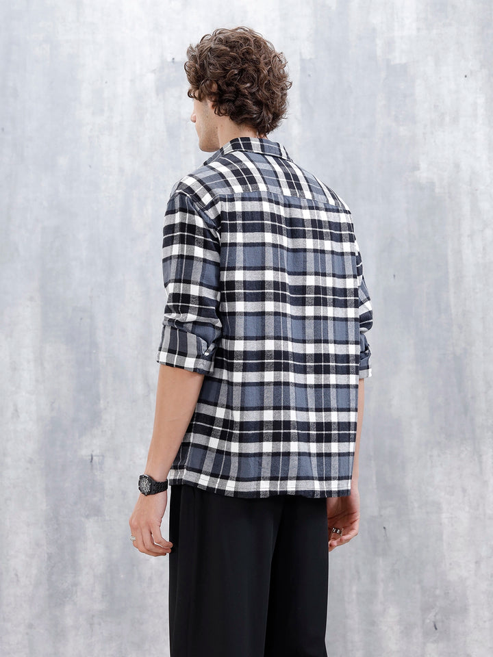 Wrogn Men's Oversized Checks Shirt | Grey